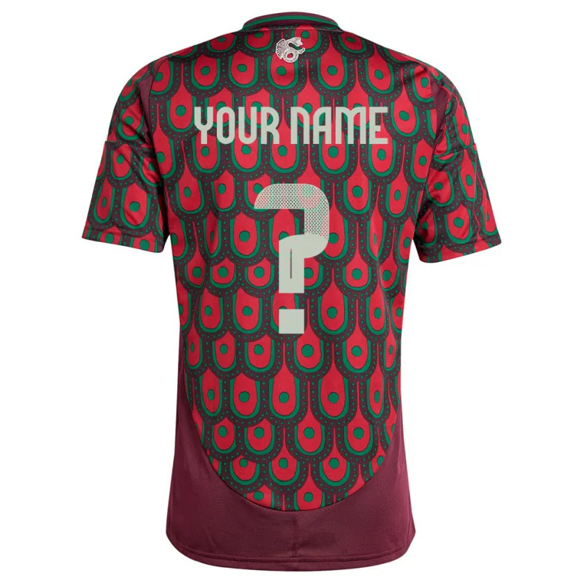 Danxen Enfant Maillot Mexique Votre Nom #0 Bordeaux Tenues Domicile 24-26 T-Shirt