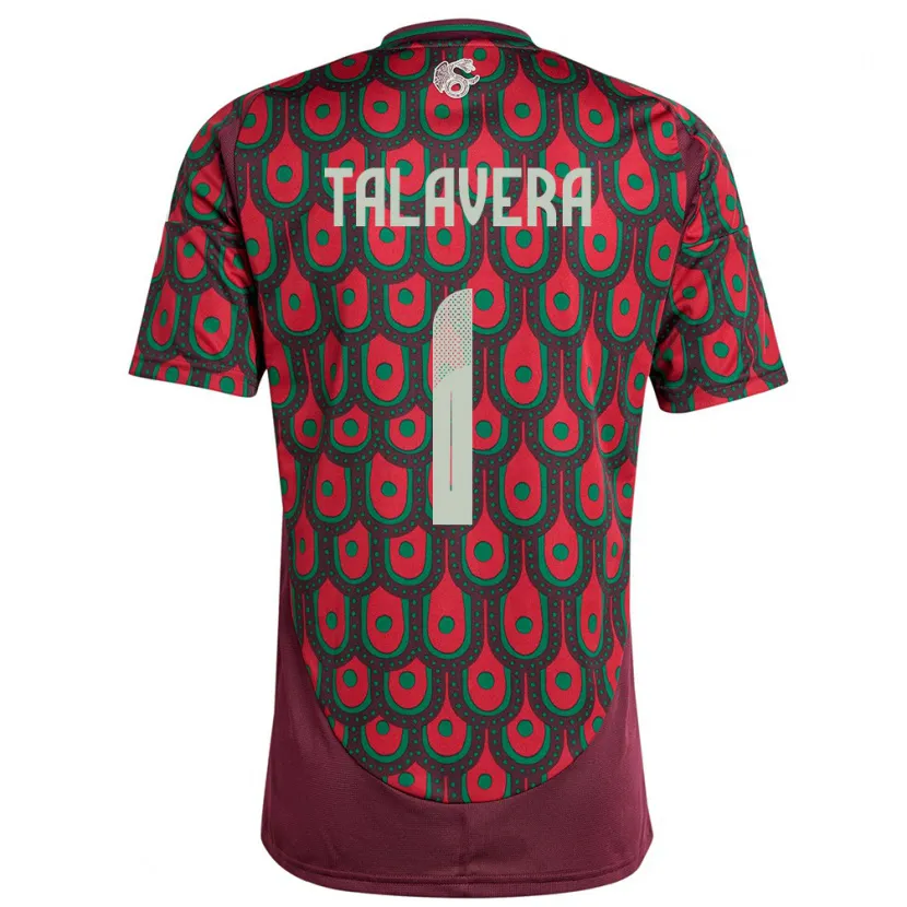 Danxen Enfant Maillot Mexique Alfredo Talavera #1 Bordeaux Tenues Domicile 24-26 T-Shirt
