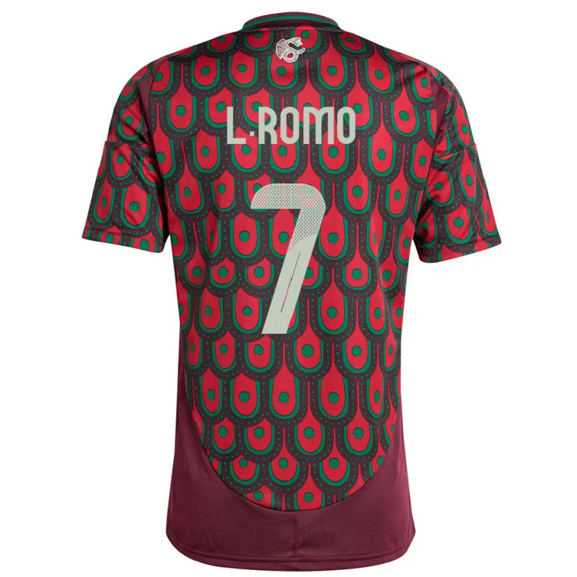 Danxen Enfant Maillot Mexique Luis Romo #7 Bordeaux Tenues Domicile 24-26 T-Shirt