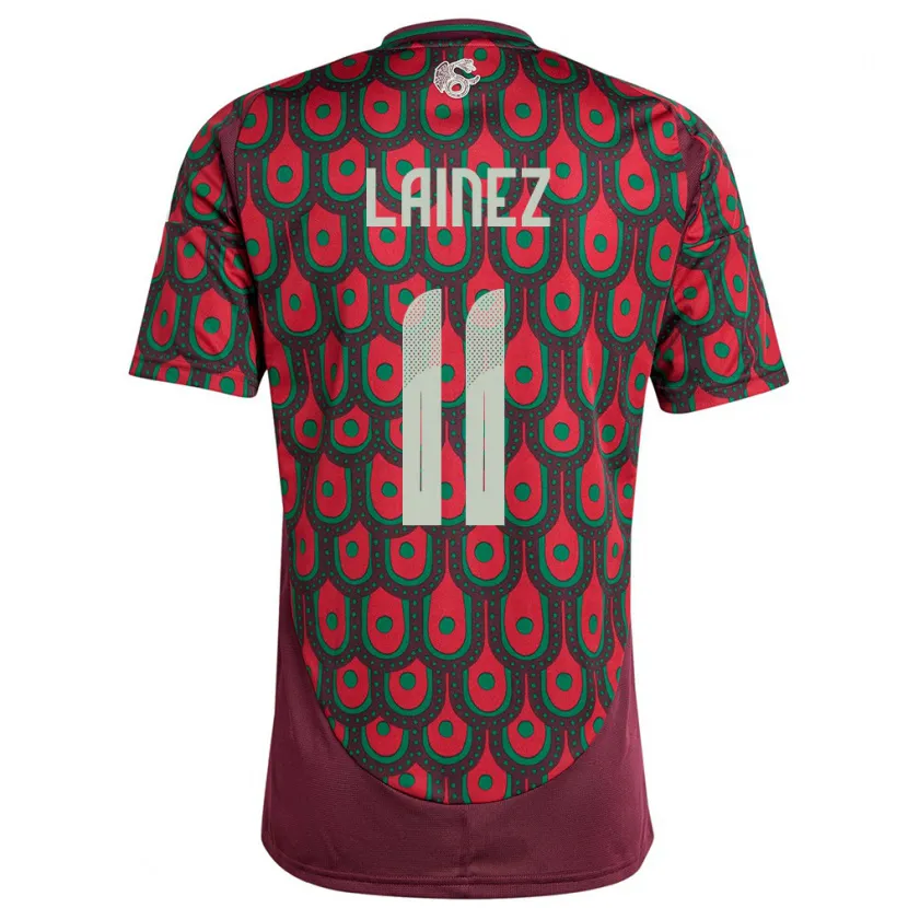 Danxen Enfant Maillot Mexique Diego Lainez #11 Bordeaux Tenues Domicile 24-26 T-Shirt