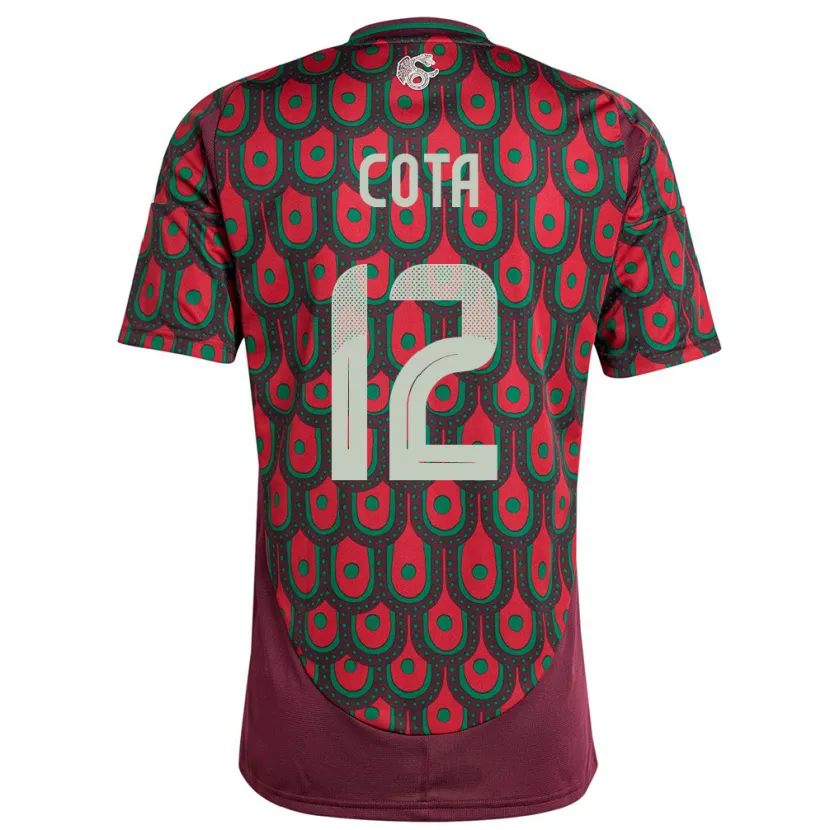 Danxen Enfant Maillot Mexique Rodolfo Cota #12 Bordeaux Tenues Domicile 24-26 T-Shirt