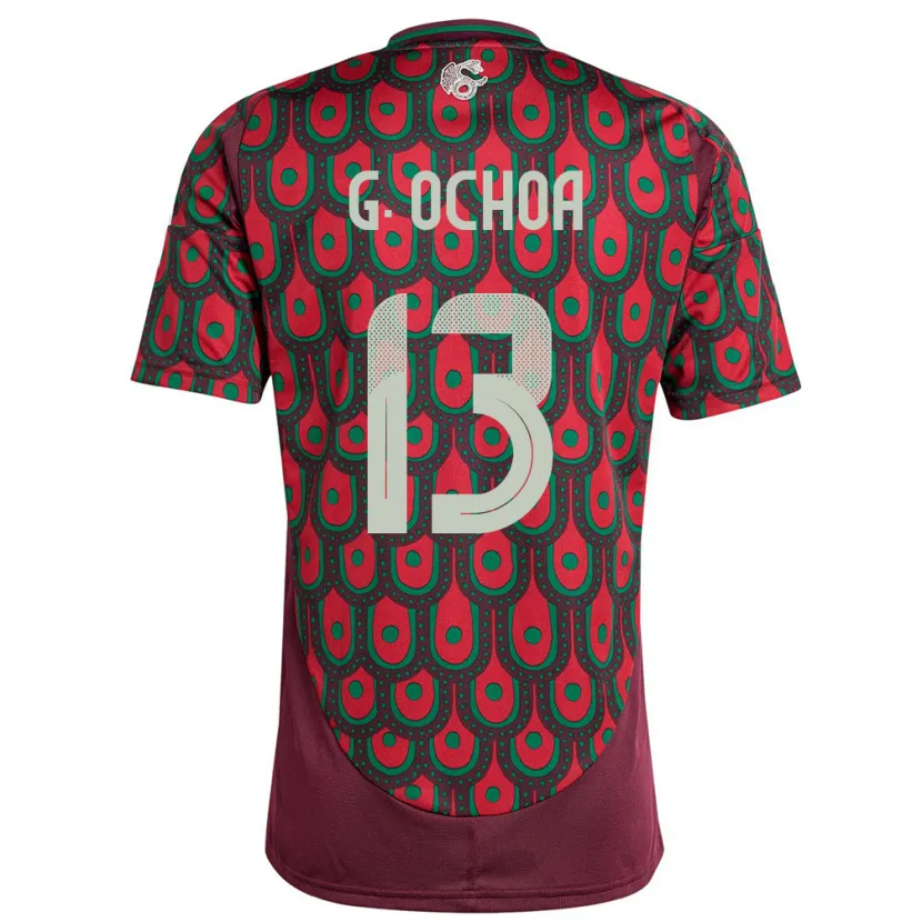Danxen Enfant Maillot Mexique Guillermo Ochoa #13 Bordeaux Tenues Domicile 24-26 T-Shirt