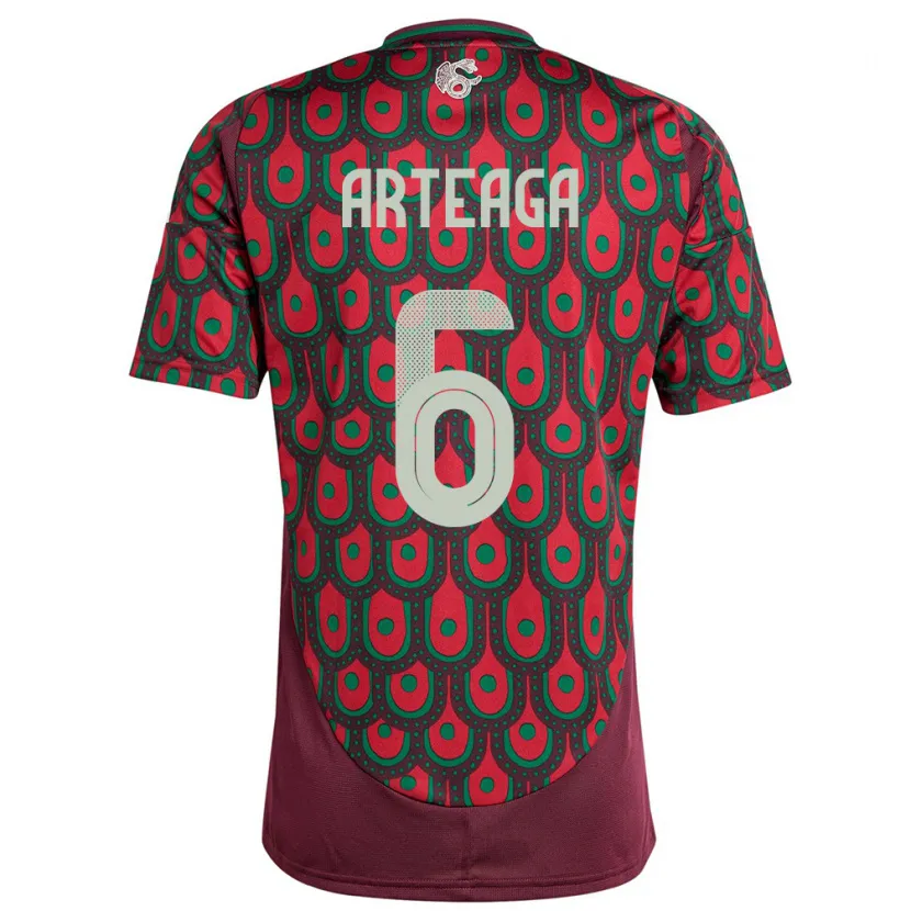 Danxen Enfant Maillot Mexique Gerardo Arteaga #6 Bordeaux Tenues Domicile 24-26 T-Shirt