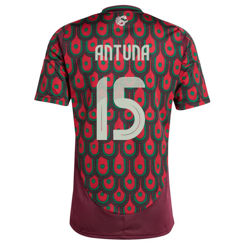 Danxen Enfant Maillot Mexique Uriel Antuna #15 Bordeaux Tenues Domicile 24-26 T-Shirt