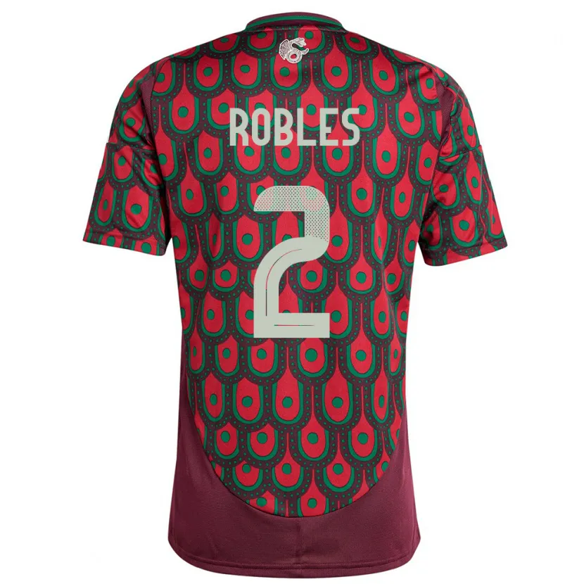 Danxen Enfant Maillot Mexique Kenti Robles #2 Bordeaux Tenues Domicile 24-26 T-Shirt