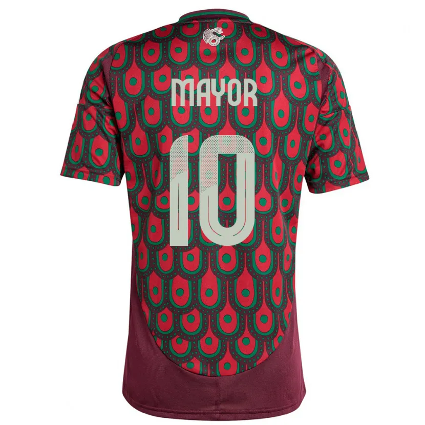 Danxen Enfant Maillot Mexique Stephany Mayor #10 Bordeaux Tenues Domicile 24-26 T-Shirt