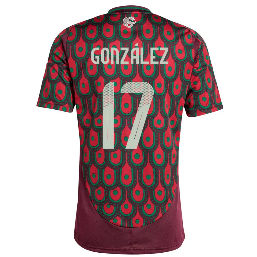 Danxen Enfant Maillot Mexique Alison Gonzalez #17 Bordeaux Tenues Domicile 24-26 T-Shirt