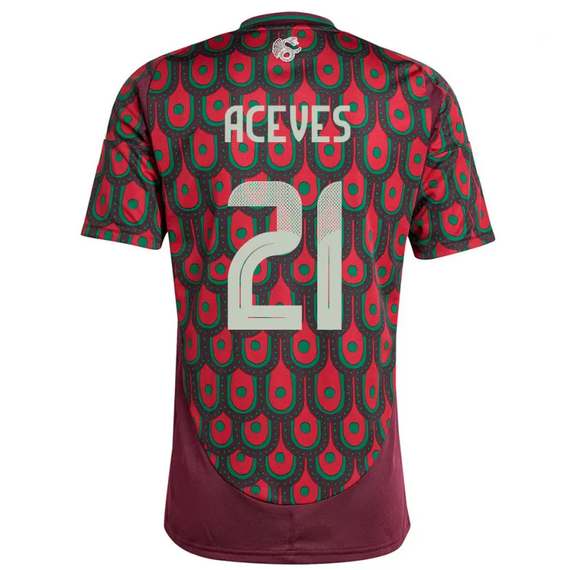Danxen Enfant Maillot Mexique Daniel Aceves #21 Bordeaux Tenues Domicile 24-26 T-Shirt