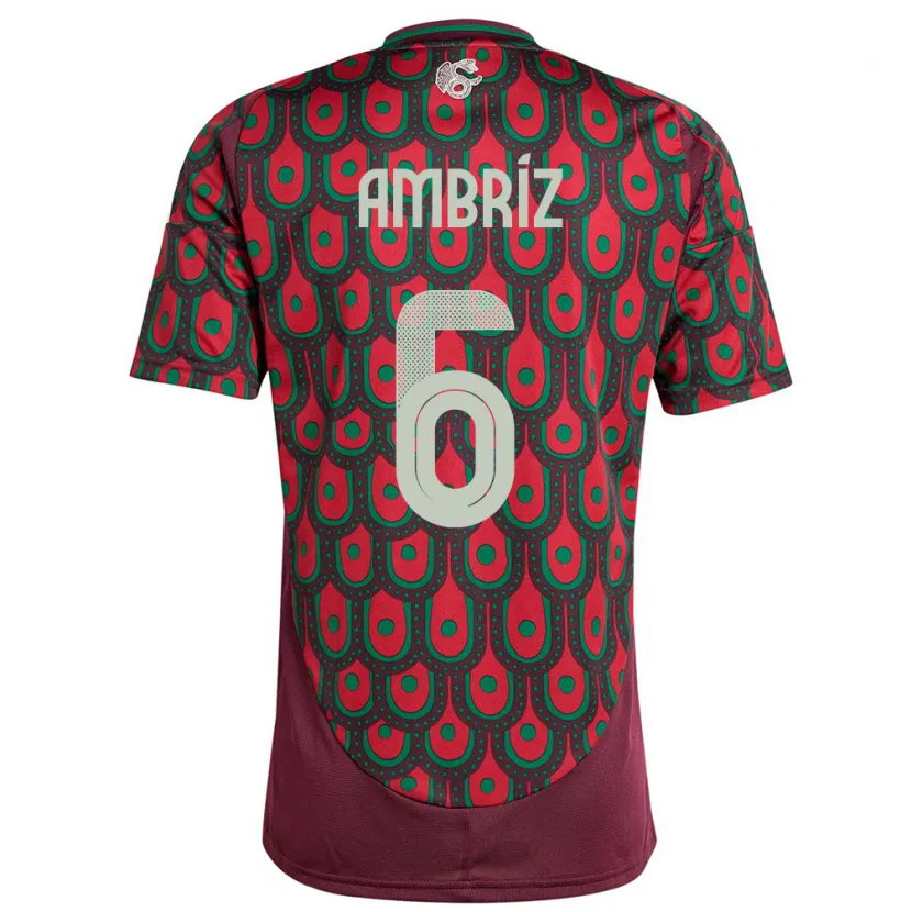 Danxen Enfant Maillot Mexique Fidel Ambriz #6 Bordeaux Tenues Domicile 24-26 T-Shirt