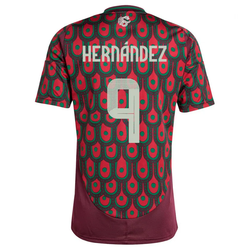 Danxen Enfant Maillot Mexique Jesus Hernandez #9 Bordeaux Tenues Domicile 24-26 T-Shirt