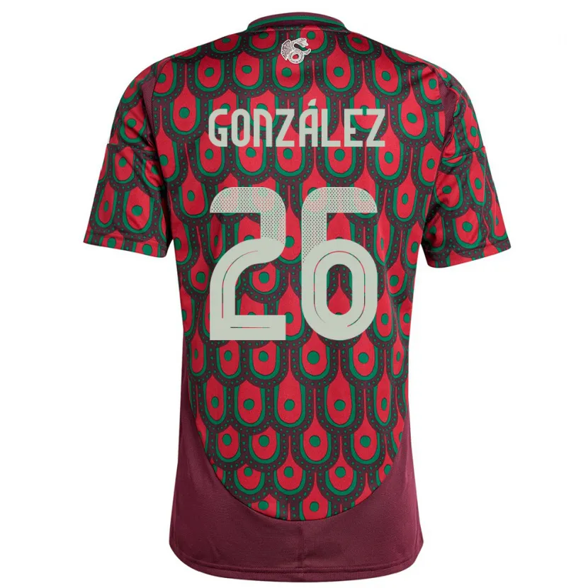 Danxen Enfant Maillot Mexique Bryan Gonzalez #26 Bordeaux Tenues Domicile 24-26 T-Shirt