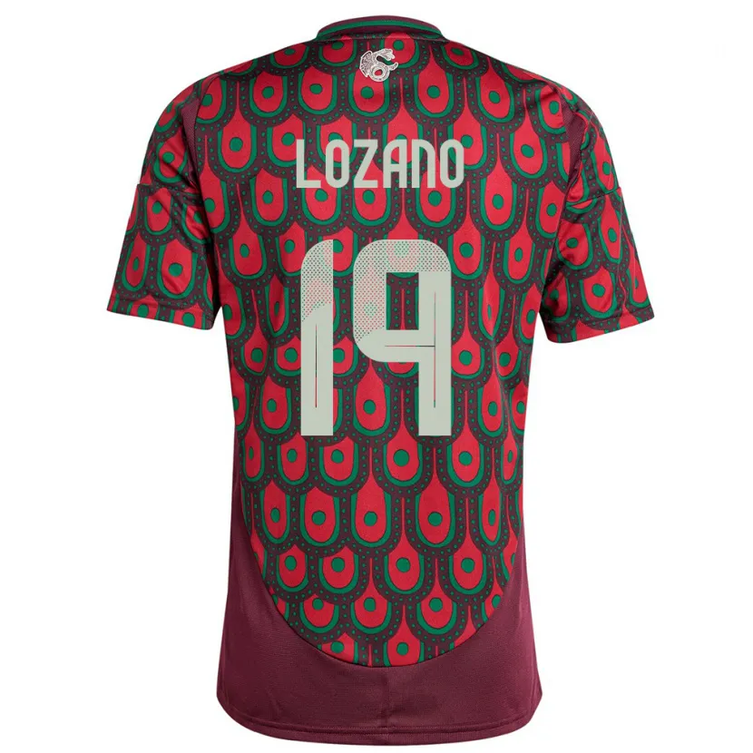 Danxen Enfant Maillot Mexique Esteban Lozano #19 Bordeaux Tenues Domicile 24-26 T-Shirt