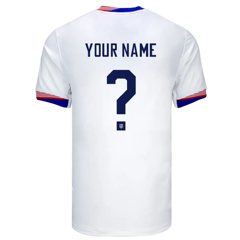 Danxen Enfant Maillot États-Unis Votre Nom #0 Blanc Tenues Domicile 24-26 T-Shirt