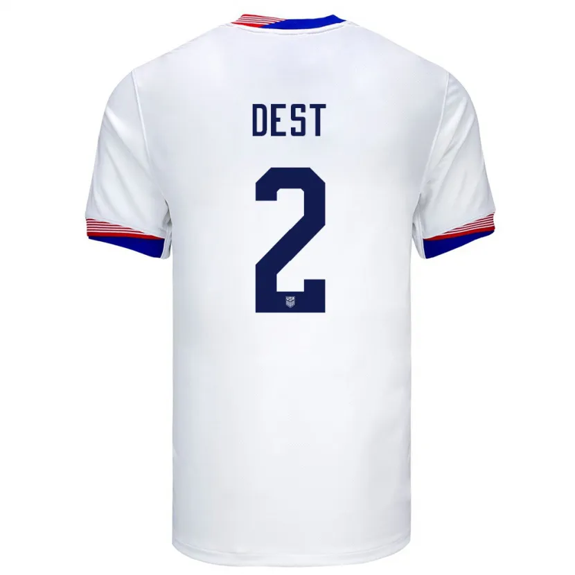 Danxen Enfant Maillot États-Unis Sergino Dest #2 Blanc Tenues Domicile 24-26 T-Shirt