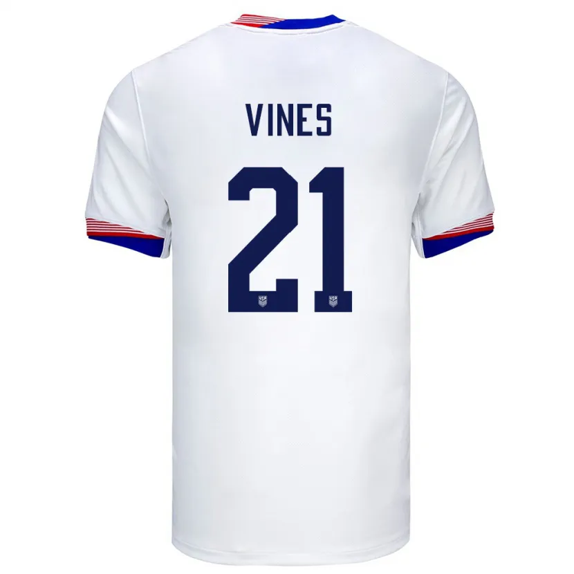 Danxen Enfant Maillot États-Unis Sam Vines #21 Blanc Tenues Domicile 24-26 T-Shirt