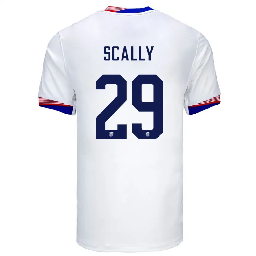 Danxen Enfant Maillot États-Unis Joseph Scally #29 Blanc Tenues Domicile 24-26 T-Shirt