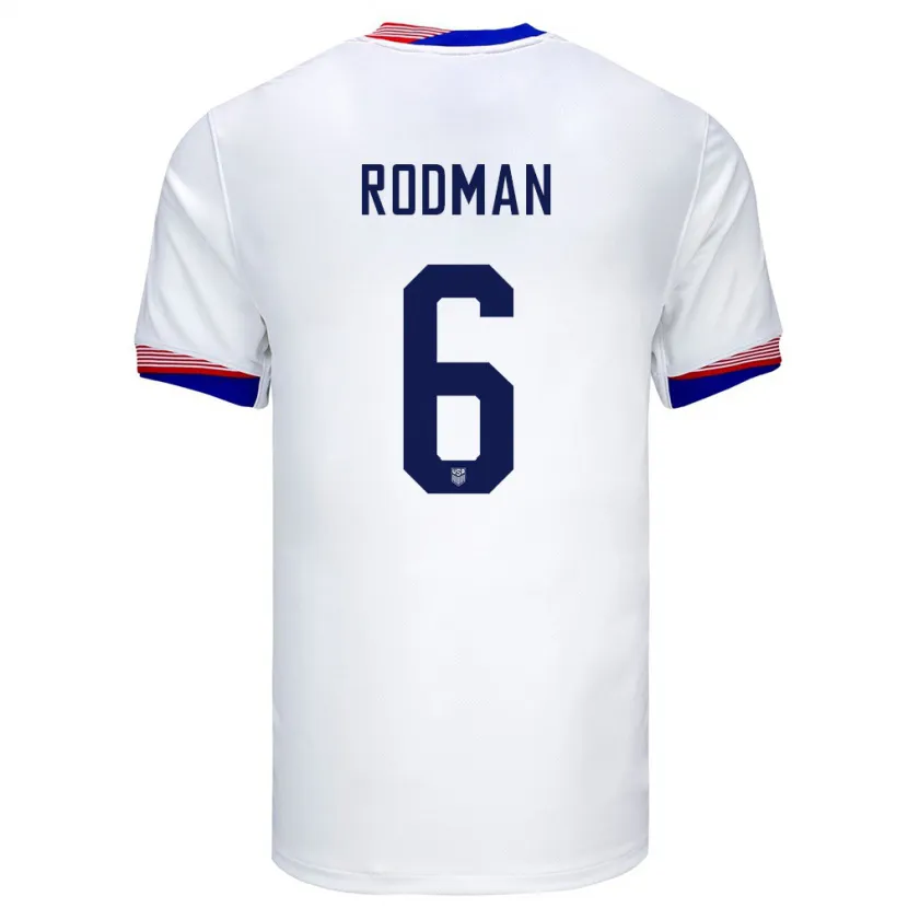 Danxen Enfant Maillot États-Unis Trinity Rodman #6 Blanc Tenues Domicile 24-26 T-Shirt