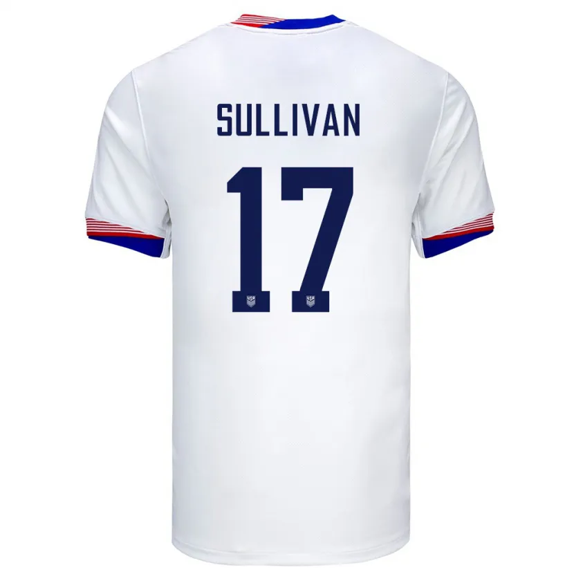 Danxen Enfant Maillot États-Unis Andi Sullivan #17 Blanc Tenues Domicile 24-26 T-Shirt