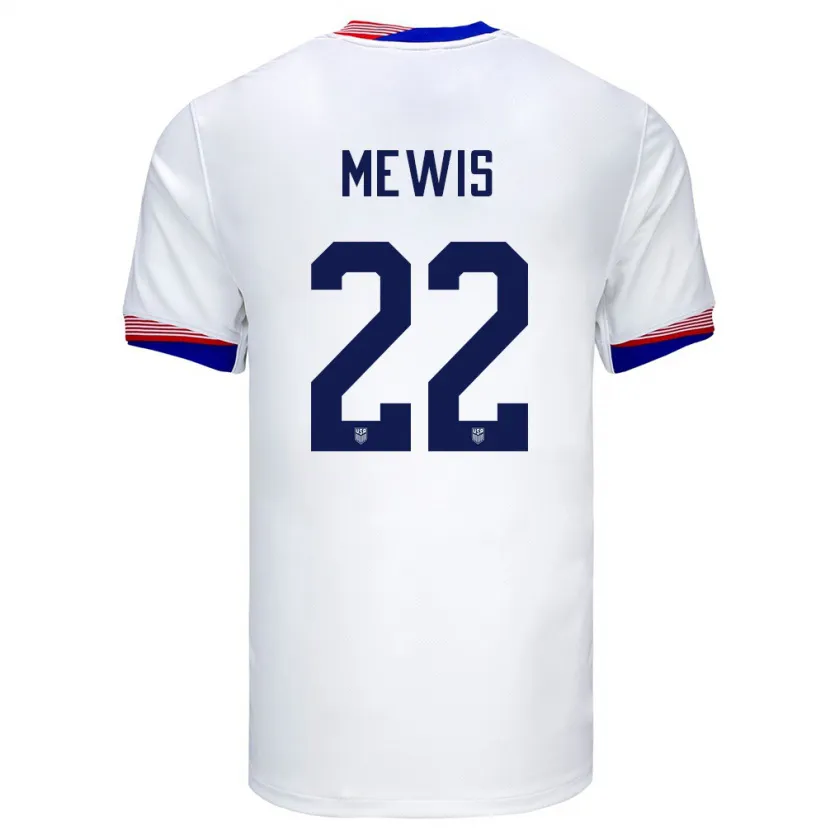 Danxen Enfant Maillot États-Unis Kristie Mewis #22 Blanc Tenues Domicile 24-26 T-Shirt