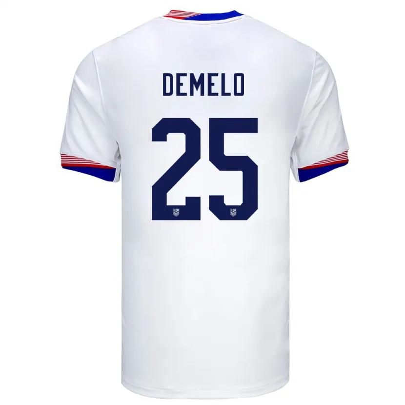 Danxen Enfant Maillot États-Unis Savannah Demelo #25 Blanc Tenues Domicile 24-26 T-Shirt