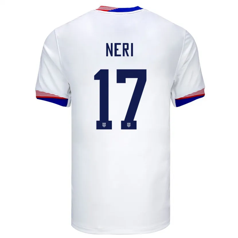 Danxen Enfant Maillot États-Unis Rodrigo Neri #17 Blanc Tenues Domicile 24-26 T-Shirt