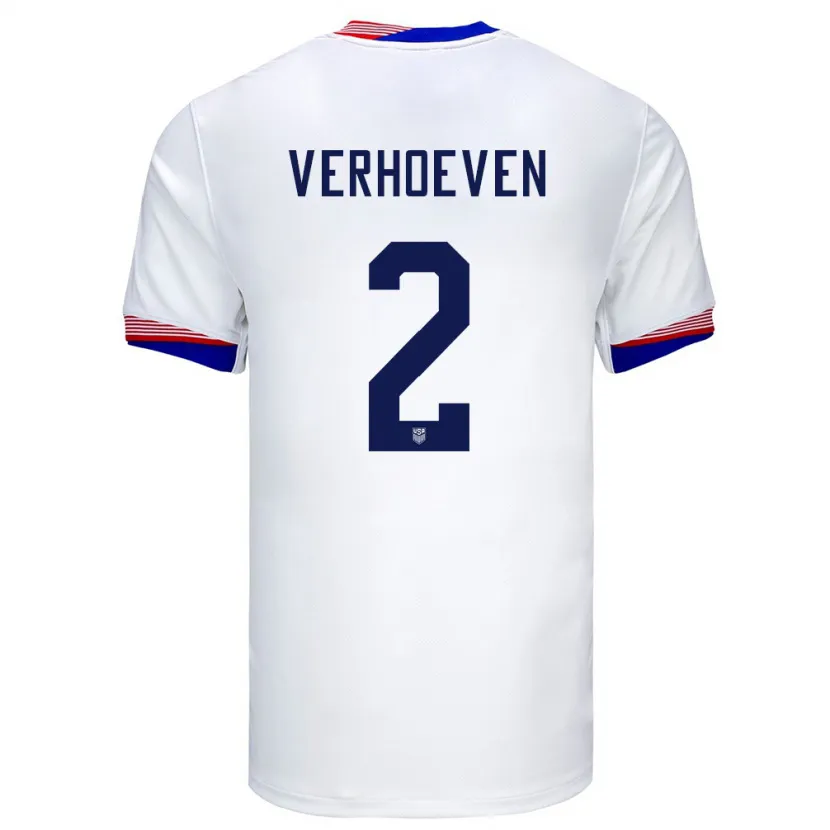 Danxen Enfant Maillot États-Unis Oscar Verhoeven #2 Blanc Tenues Domicile 24-26 T-Shirt
