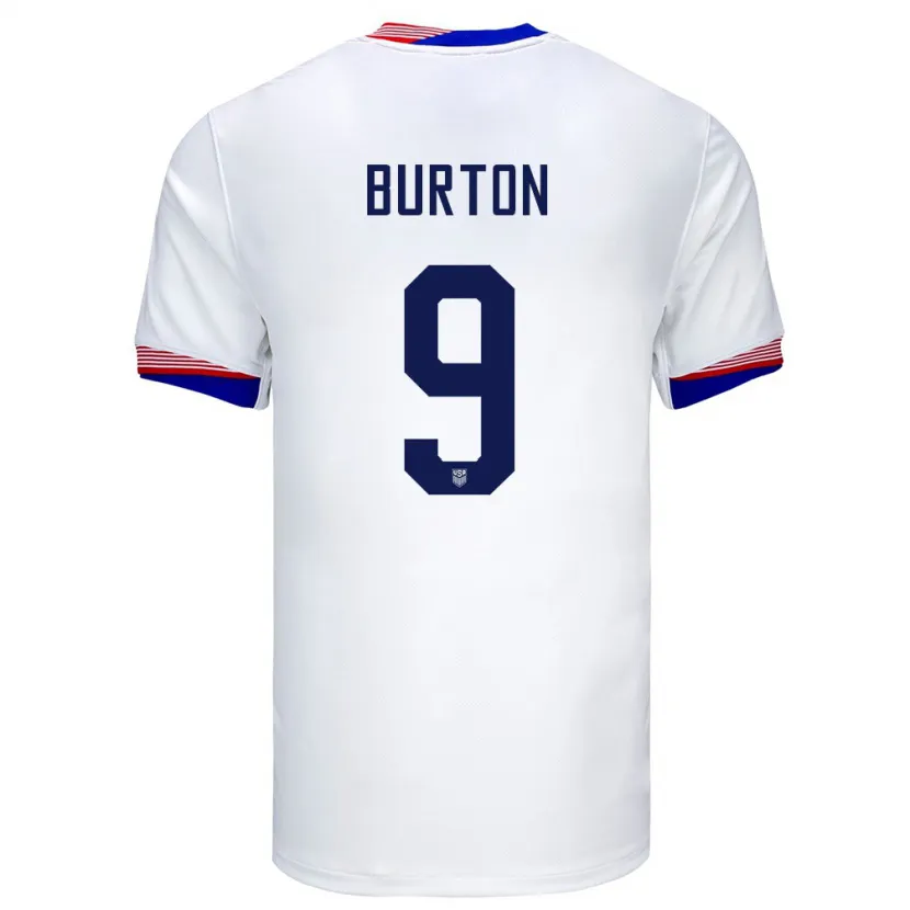 Danxen Enfant Maillot États-Unis Micah Burton #9 Blanc Tenues Domicile 24-26 T-Shirt