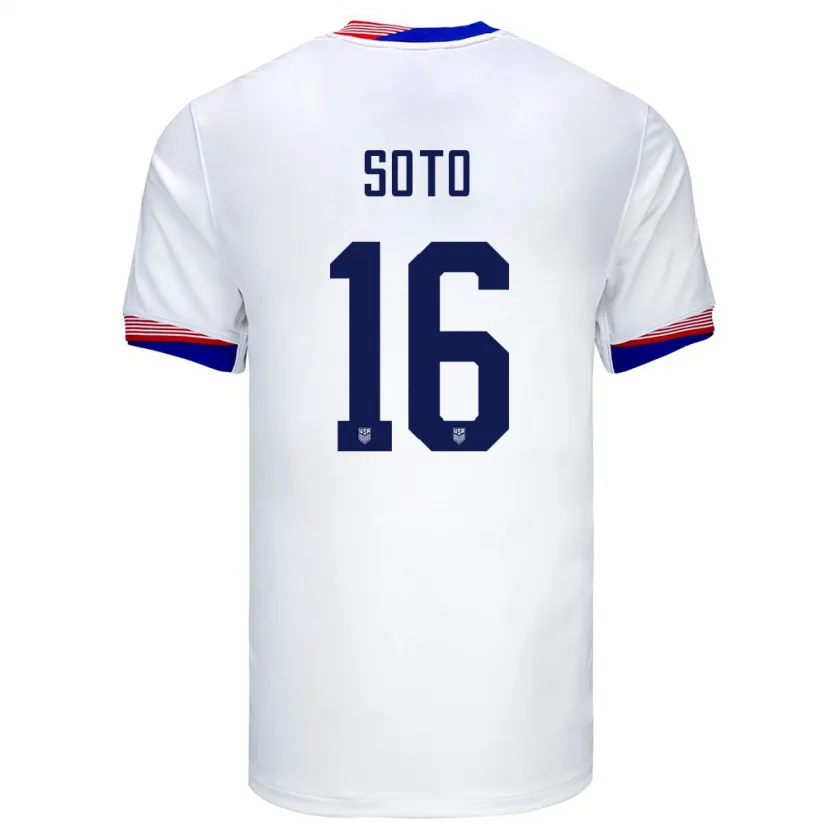 Danxen Enfant Maillot États-Unis Ezekiel Soto #16 Blanc Tenues Domicile 24-26 T-Shirt