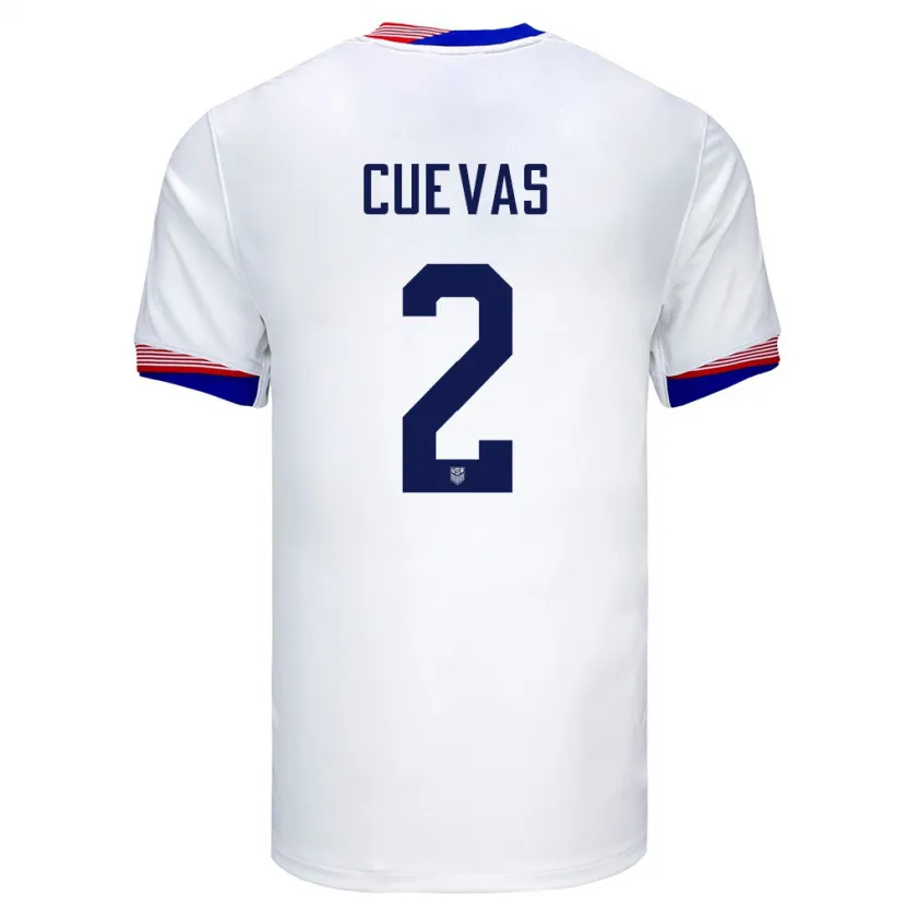 Danxen Enfant Maillot États-Unis Mauricio Cuevas #2 Blanc Tenues Domicile 24-26 T-Shirt