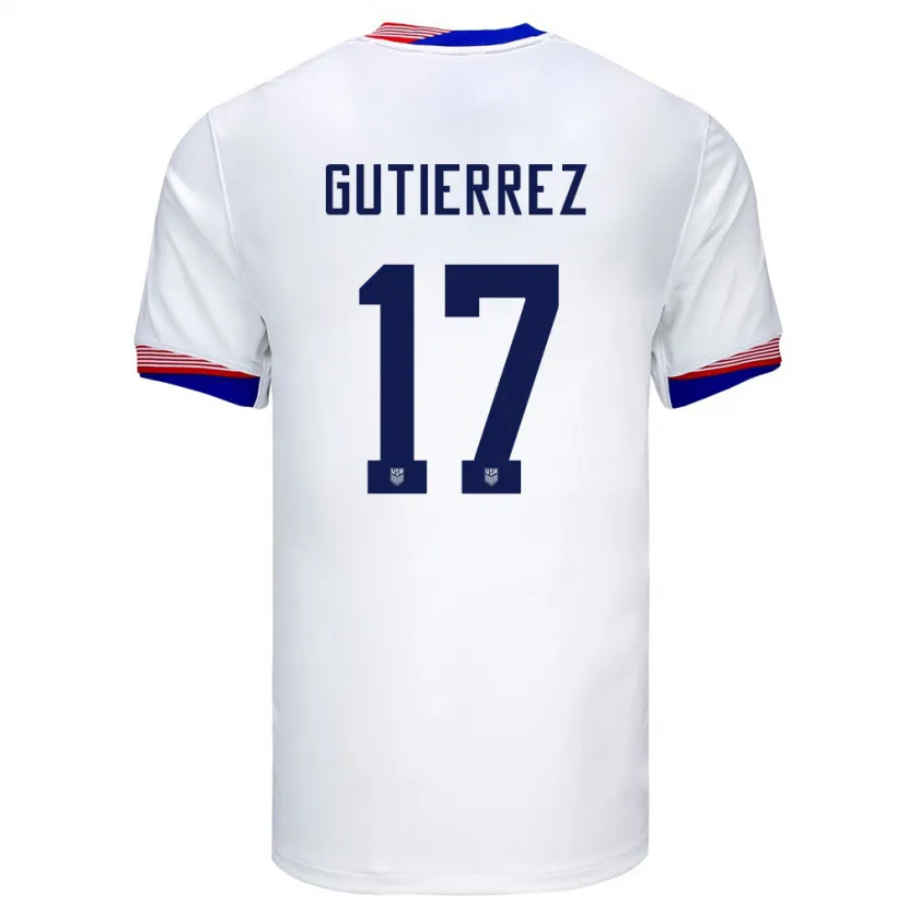 Danxen Enfant Maillot États-Unis Brian Gutierrez #17 Blanc Tenues Domicile 24-26 T-Shirt