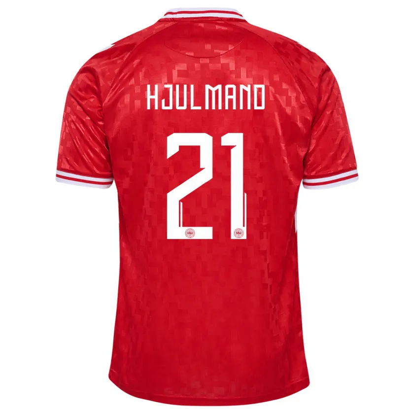 Danxen Enfant Maillot Danemark Morten Hjulmand #21 Rouge Tenues Domicile 24-26 T-Shirt