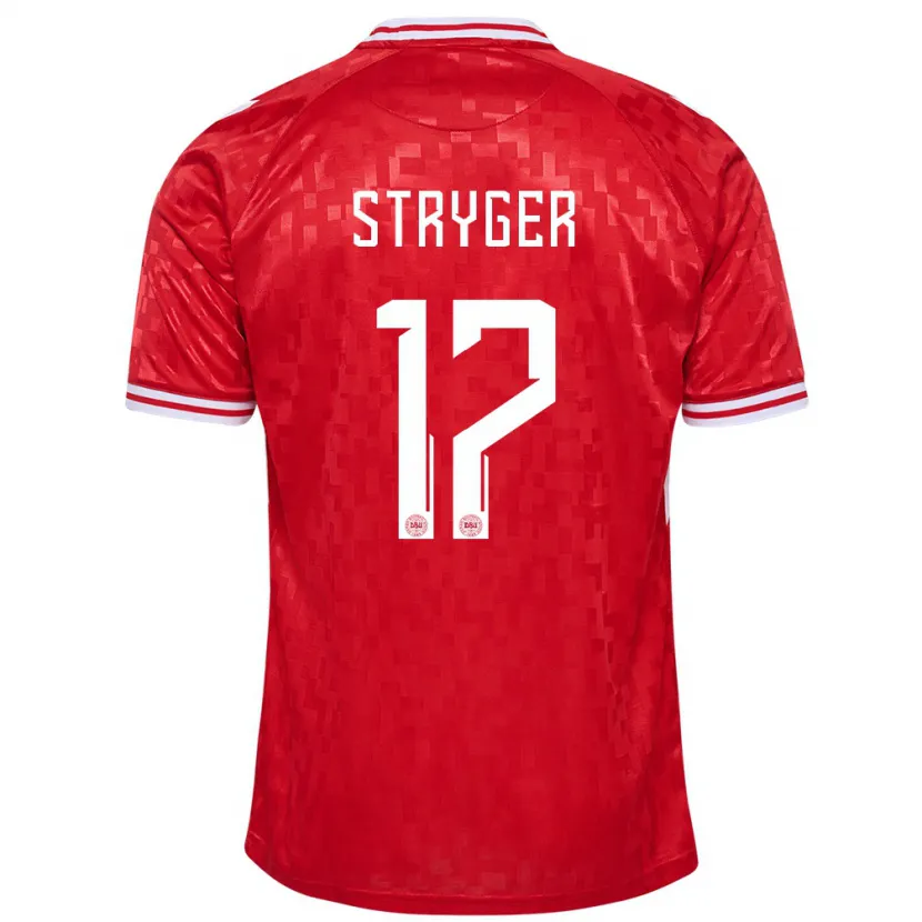 Danxen Enfant Maillot Danemark Jens Stryger Larsen #17 Rouge Tenues Domicile 24-26 T-Shirt