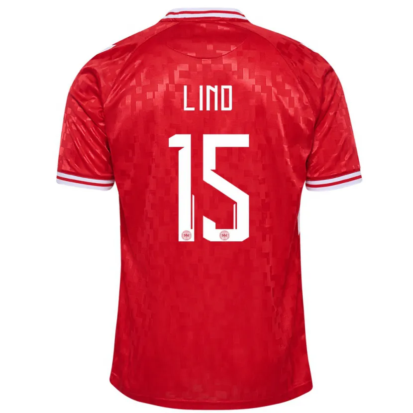 Danxen Enfant Maillot Danemark Victor Lind #15 Rouge Tenues Domicile 24-26 T-Shirt
