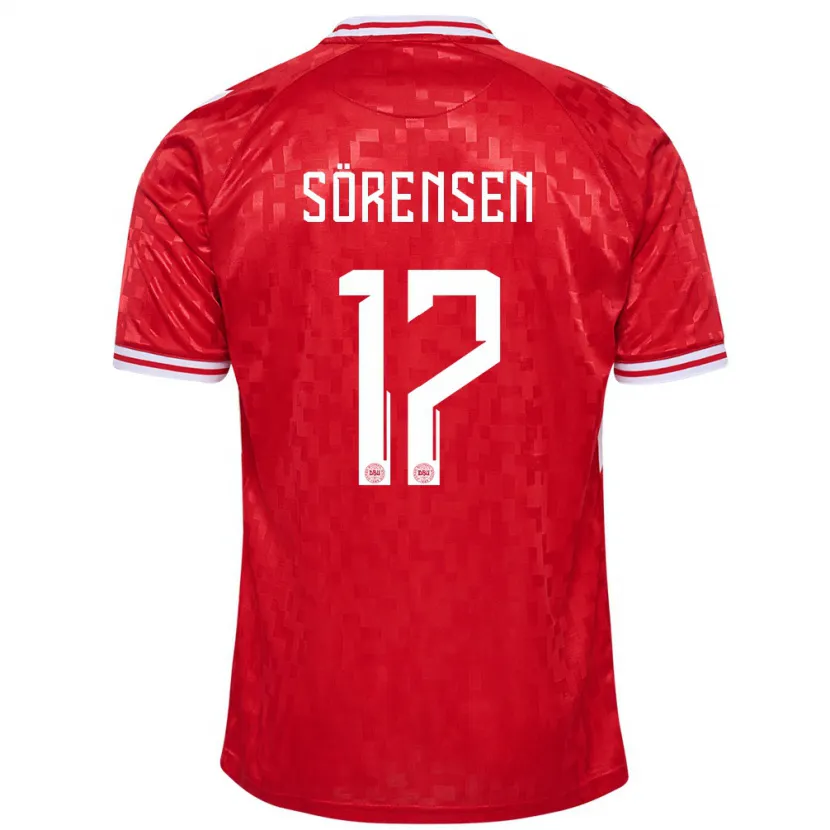 Danxen Enfant Maillot Danemark Oliver Sörensen #17 Rouge Tenues Domicile 24-26 T-Shirt