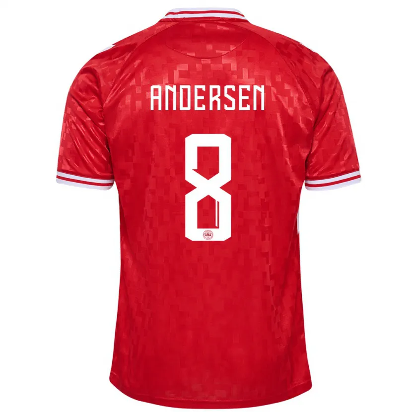 Danxen Enfant Maillot Danemark Silas Andersen #8 Rouge Tenues Domicile 24-26 T-Shirt