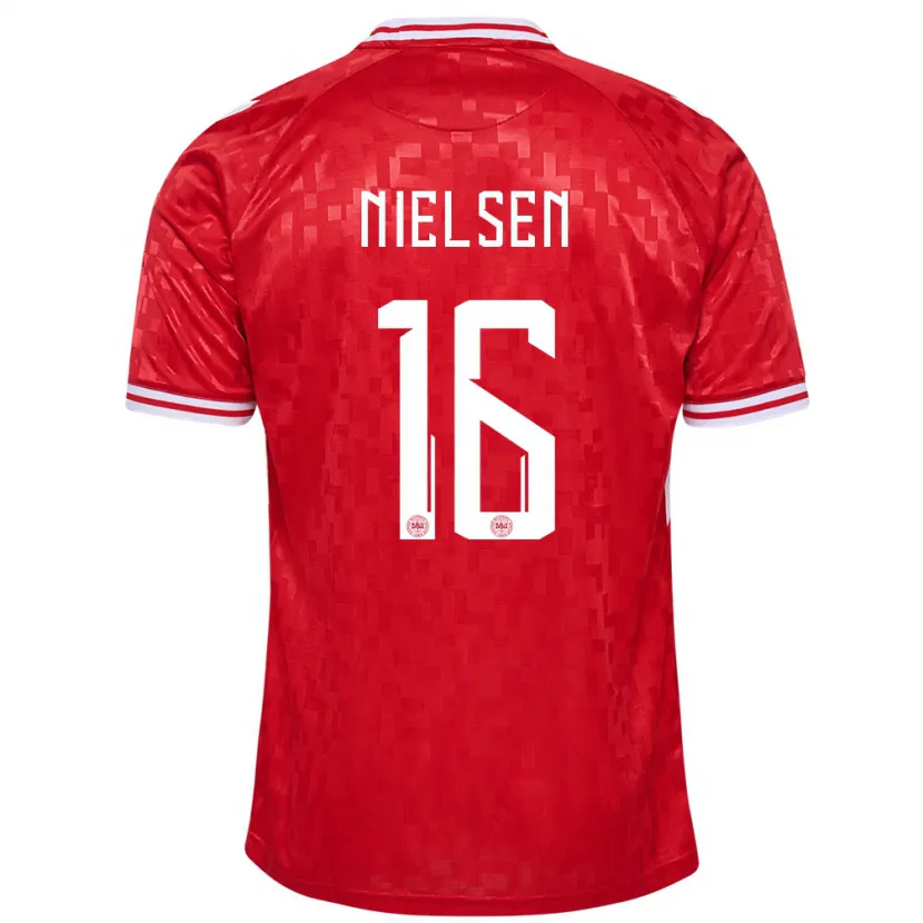 Danxen Enfant Maillot Danemark Magnus Nielsen #16 Rouge Tenues Domicile 24-26 T-Shirt