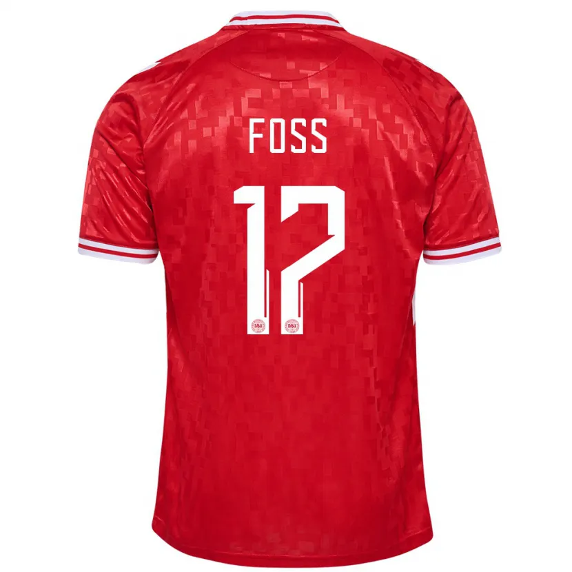 Danxen Enfant Maillot Danemark Jonathan Foss #17 Rouge Tenues Domicile 24-26 T-Shirt