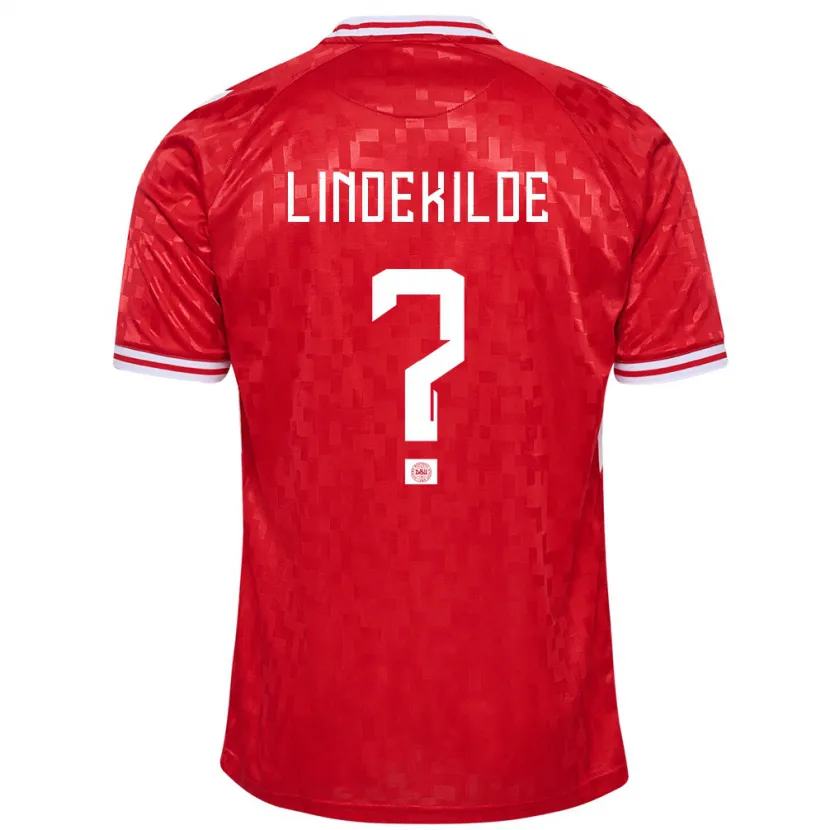 Danxen Enfant Maillot Danemark Jonatan Lindekilde #0 Rouge Tenues Domicile 24-26 T-Shirt