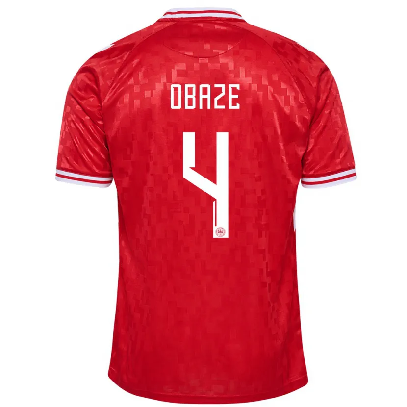 Danxen Enfant Maillot Danemark Isabella Obaze #4 Rouge Tenues Domicile 24-26 T-Shirt