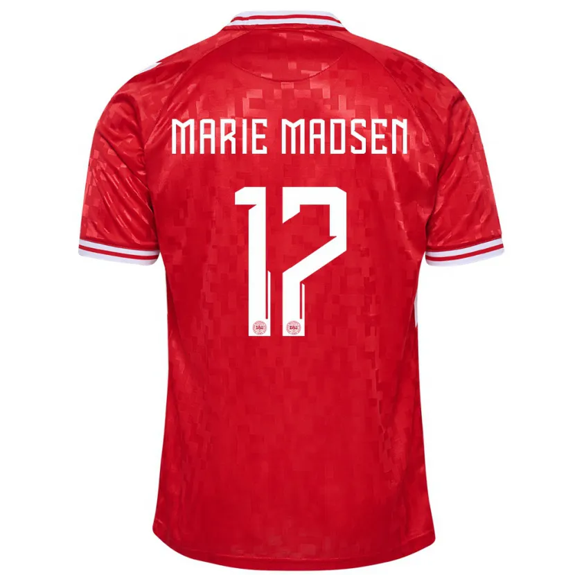 Danxen Enfant Maillot Danemark Rikke Marie Madsen #17 Rouge Tenues Domicile 24-26 T-Shirt