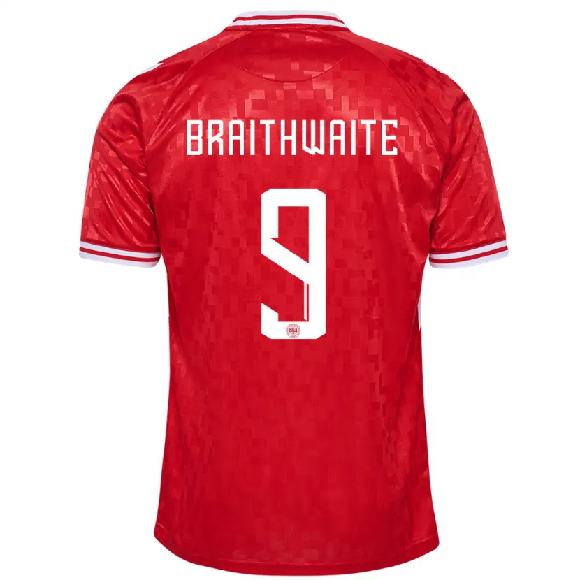 Danxen Enfant Maillot Danemark Martin Braithwaite #9 Rouge Tenues Domicile 24-26 T-Shirt