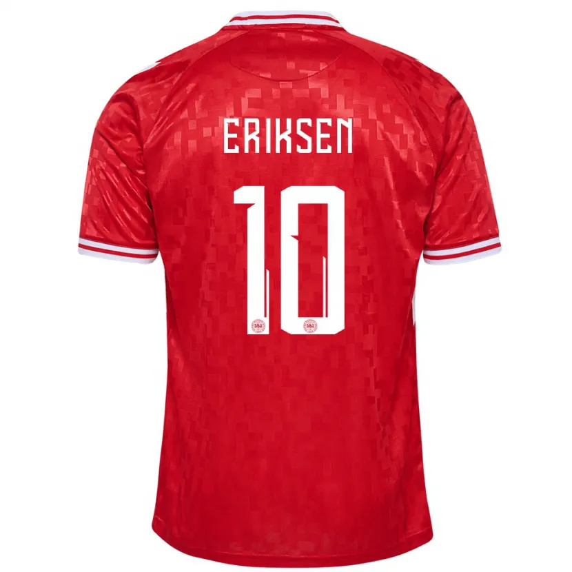 Danxen Enfant Maillot Danemark Christian Eriksen #10 Rouge Tenues Domicile 24-26 T-Shirt
