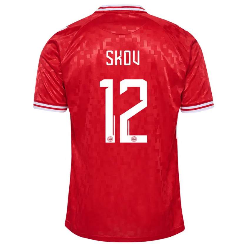 Danxen Enfant Maillot Danemark Robert Skov #12 Rouge Tenues Domicile 24-26 T-Shirt