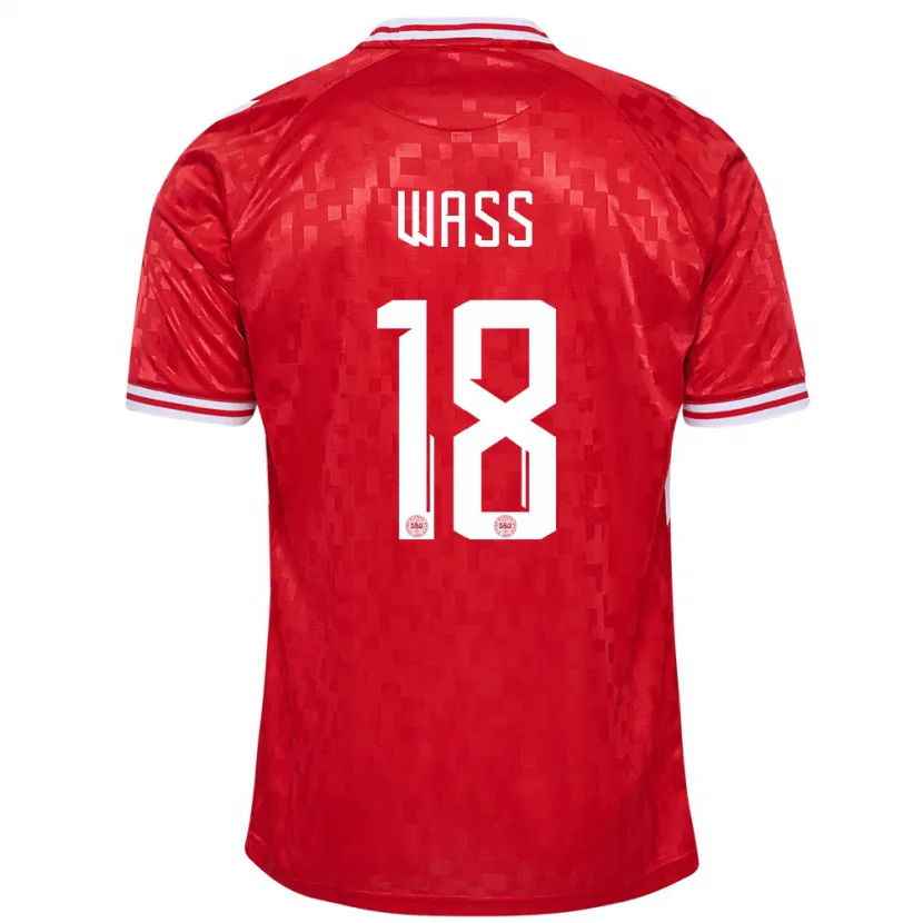 Danxen Enfant Maillot Danemark Daniel Wass #18 Rouge Tenues Domicile 24-26 T-Shirt