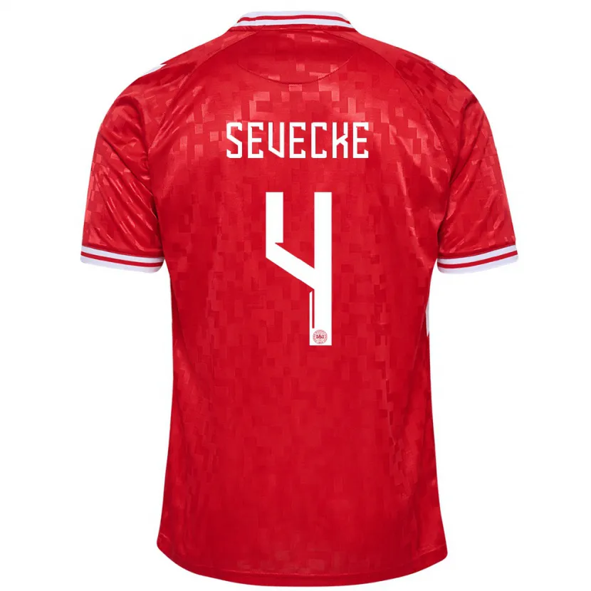 Danxen Enfant Maillot Danemark Rikke Sevecke #4 Rouge Tenues Domicile 24-26 T-Shirt