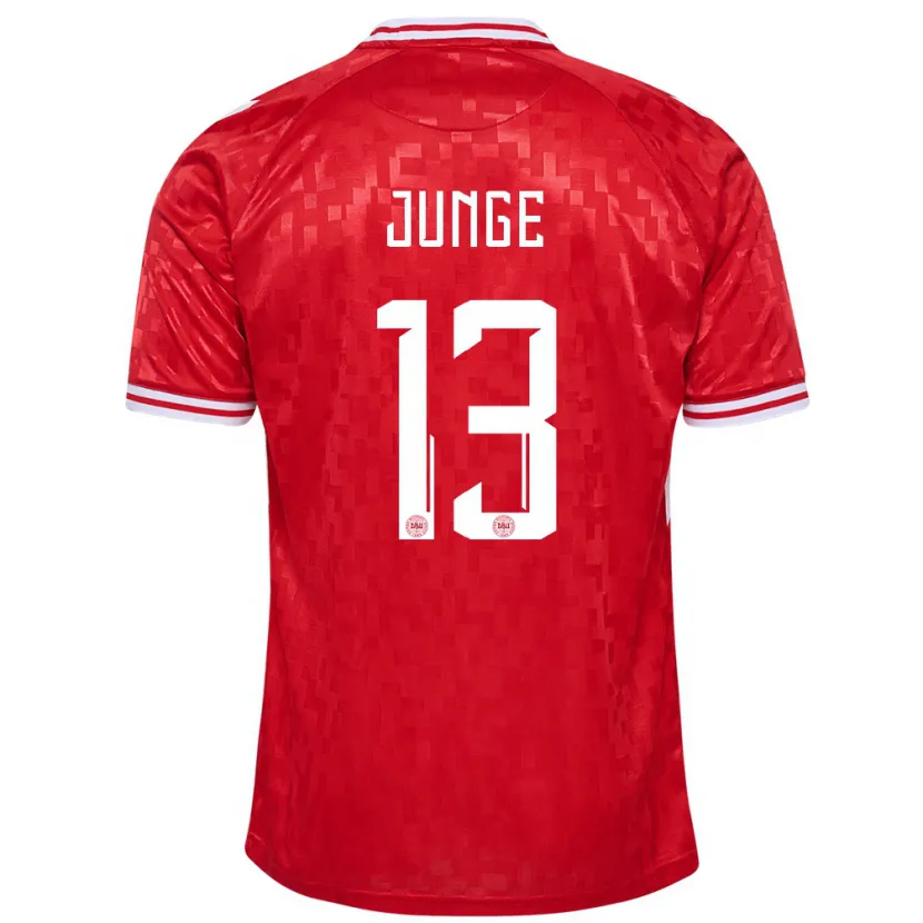 Danxen Enfant Maillot Danemark Sofie Junge #13 Rouge Tenues Domicile 24-26 T-Shirt
