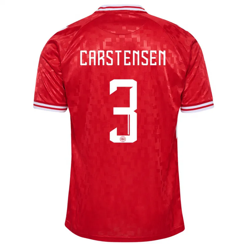 Danxen Enfant Maillot Danemark Rasmus Carstensen #3 Rouge Tenues Domicile 24-26 T-Shirt