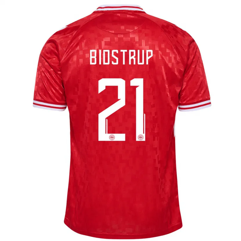 Danxen Enfant Maillot Danemark Mads Bidstrup #21 Rouge Tenues Domicile 24-26 T-Shirt