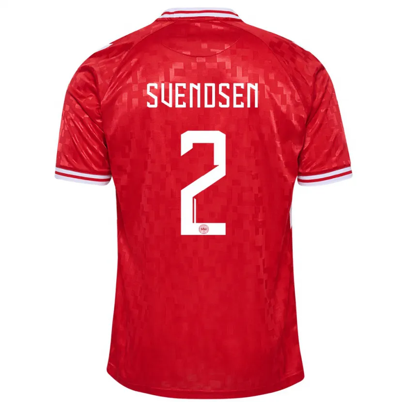 Danxen Enfant Maillot Danemark Oliver Svendsen #2 Rouge Tenues Domicile 24-26 T-Shirt