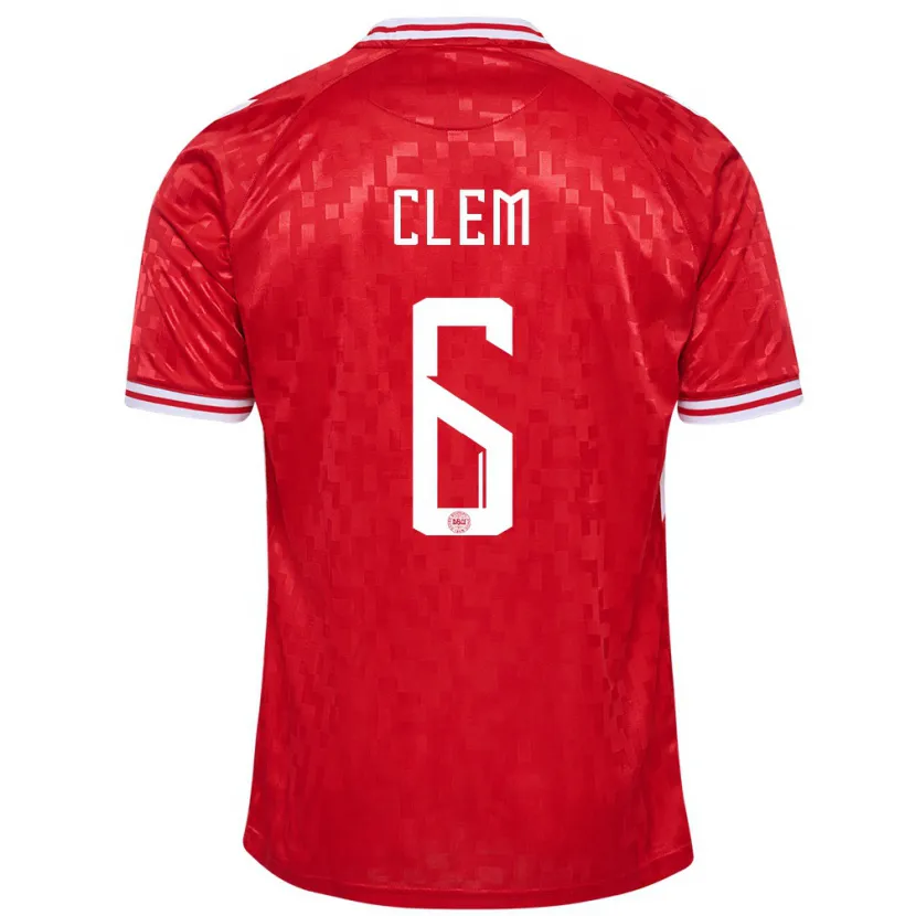 Danxen Enfant Maillot Danemark William Clem #6 Rouge Tenues Domicile 24-26 T-Shirt